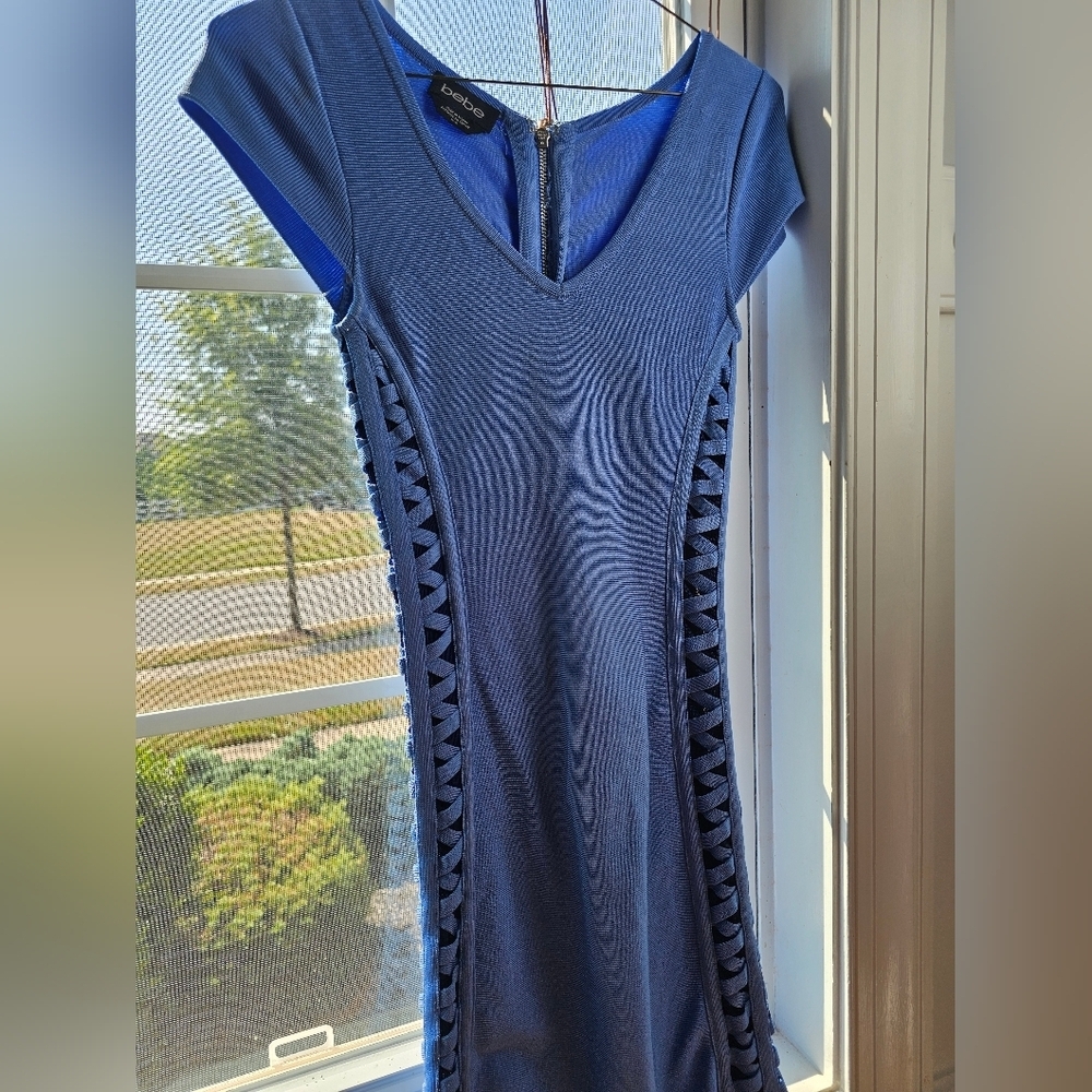 Bebe Sky Blue Stretchy Tight Dress